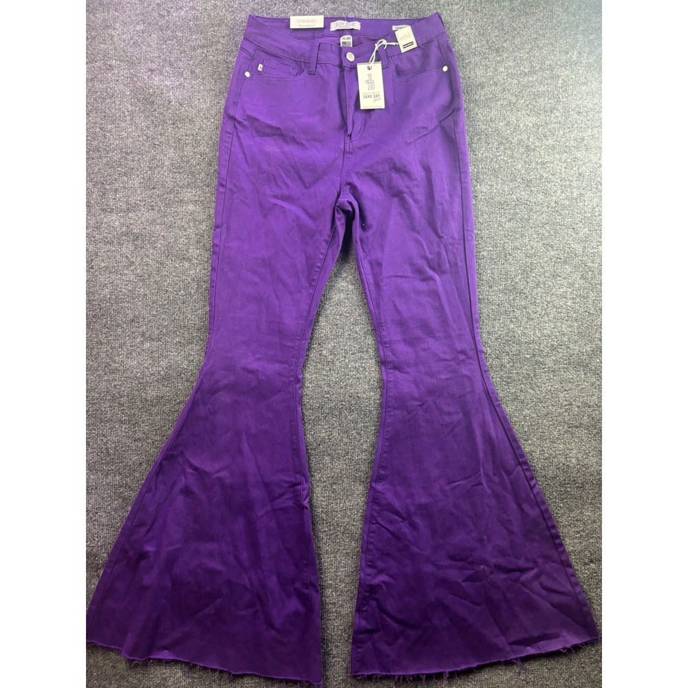 Judy Blue Super Flare Jeans Womens 11/30 Purple Game Day High Waist JB84164